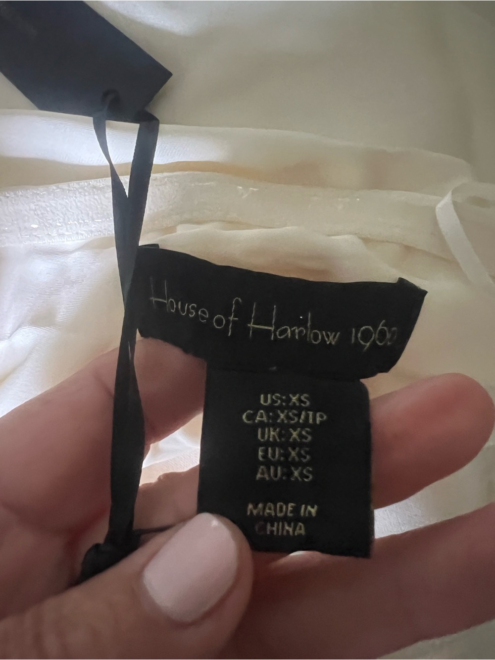 House of Harlow 1960 Strapless Cream Maxi Dress with Black Floral Hem - Picture 9 of 9